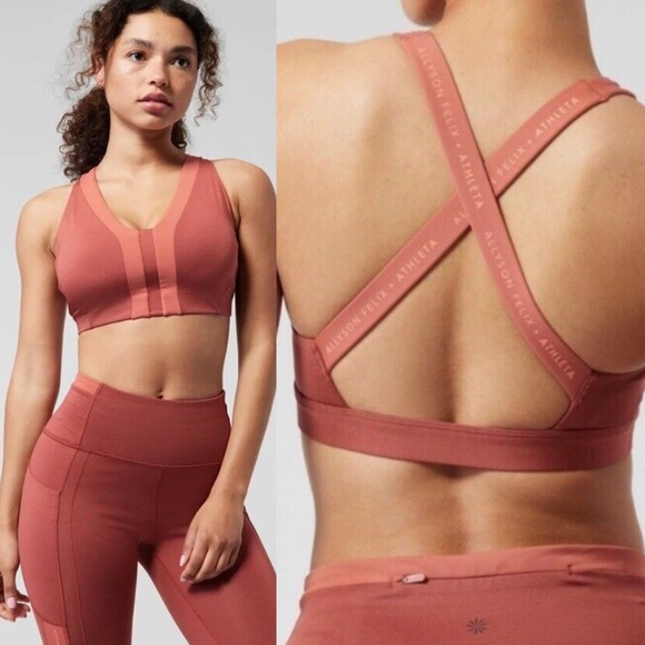 Athleta Other - ATHLETA Allyson Felix Legend V-Neck Bra Muted Red Heather Two Tone XXS